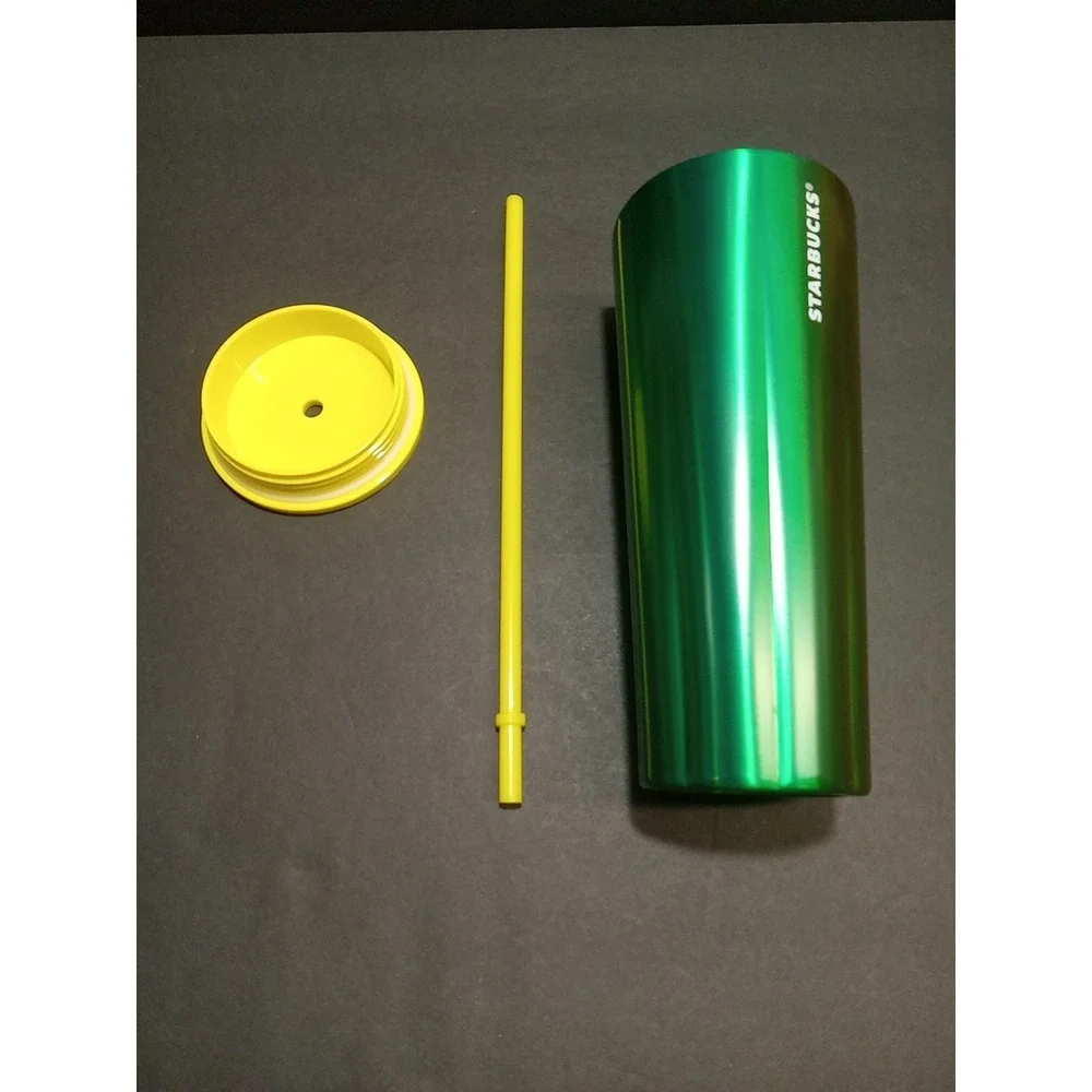 Starbucks Summer 2022 Green/Yellow‎ Puffy Stainless-Steel 24 Oz. Tumbler